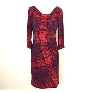 EUC Anne Klein Red Black Stretch Jersey Dress Sz 8